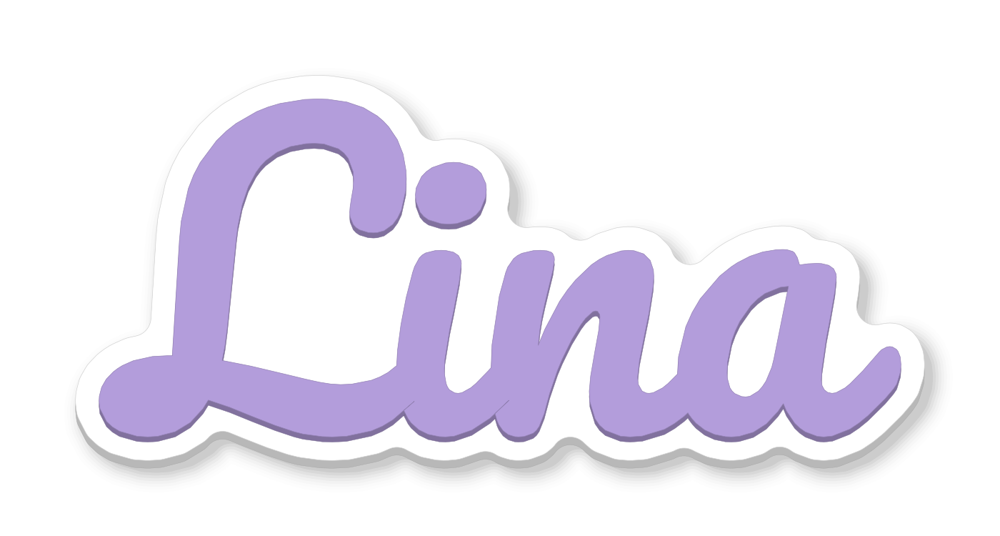 Namensschild Lina in Flieder in Schreibschrift